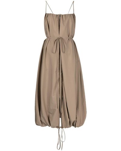 Goen.J Zip-embellished Ballon Taffeta Dress - Natural