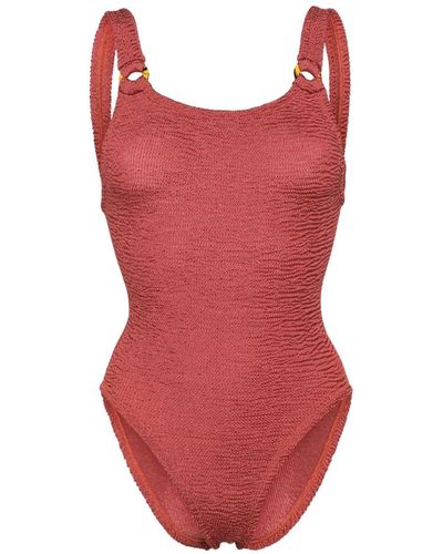 Hunza G Domino Crinkled-effect Swimsuit - Red