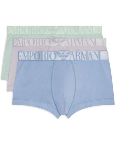 Emporio Armani Drie Slips Met Logoband - Blauw