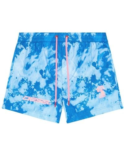 DIESEL Bmbx-ken-37-zip Printed Swim Shorts - Blue
