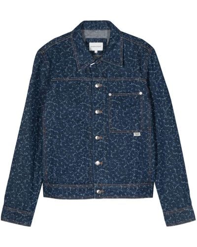 Maison Kitsuné Geometric-patterned Denim Jacket - Blue