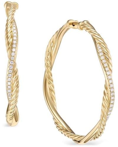 David Yurman 18kt Yellow Gold Infinity Diamond Hoop Earrings - Metallic