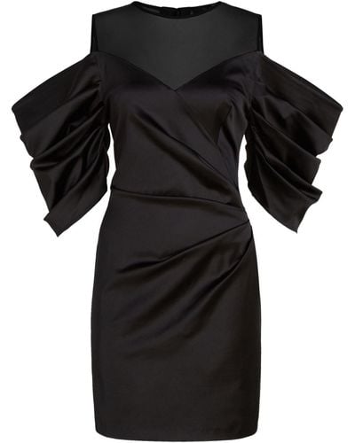 Karl Lagerfeld Ruched-detail Round-neck Minidress - Black