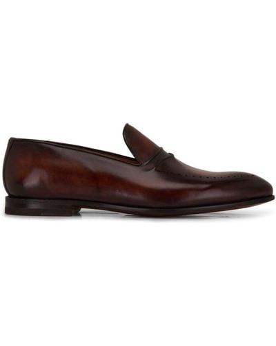 Bontoni Perforated Leather Loafers - Brown