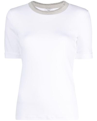 Peserico Camiseta con cuello redondo y manga corta - Blanco