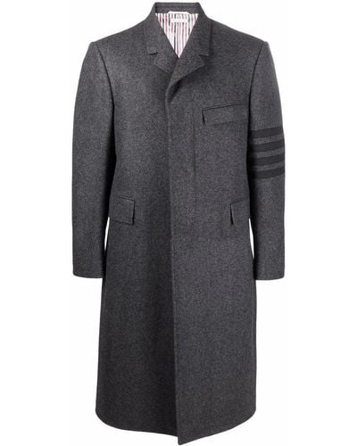 Thom Browne Einreihiger Mantel mit Streifen - Grau