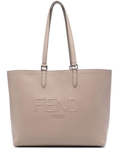 Fendi Leather Tote Bag - Natural