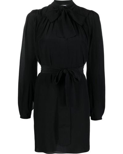 DSquared² Pussy-bow Silk Mini Dress - Black