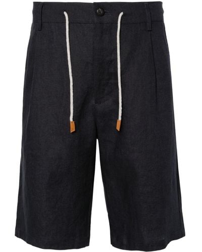 Eleventy Drawstring-waist Linen Shorts - Black
