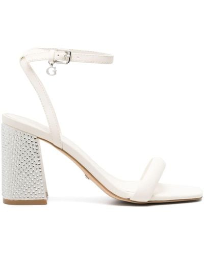 Guess USA Gelectra 95mm Leather Sandals - White