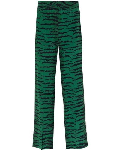 Victoria Beckham Pantalon droit à imprimé tigre - Vert
