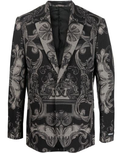 Versace Single-breasted Wool Jacket - Black