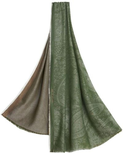 Etro Ausgefranster Schal aus Paisley-Jacquard - Grün