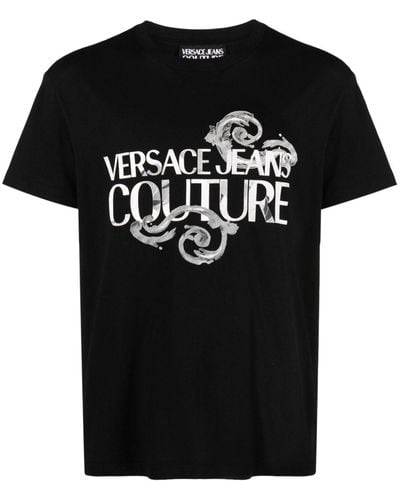 Versace Camiseta con estampado Watercolour Couture - Negro
