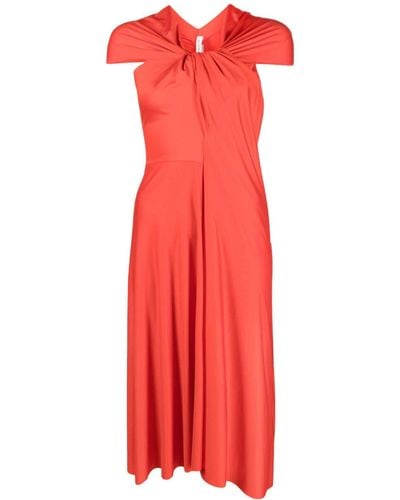 Victoria Beckham Draped Asymmetric Midi Dress - Red