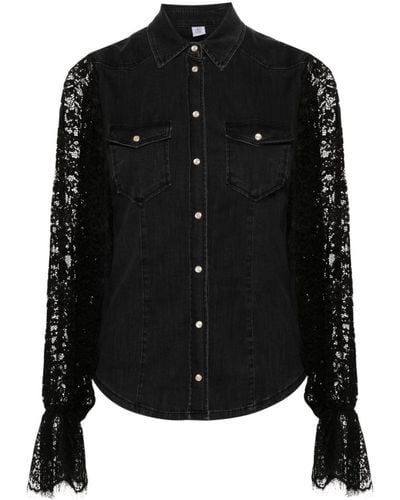 Liu Jo Lace-sleeves Denim Shirt - ブラック