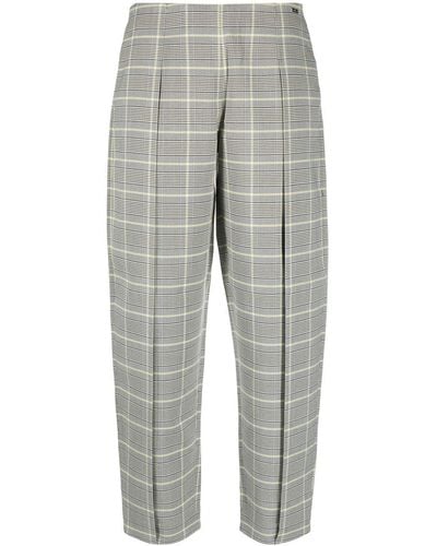 Armani Exchange Check-pattern Slim-cut Pants - Gray