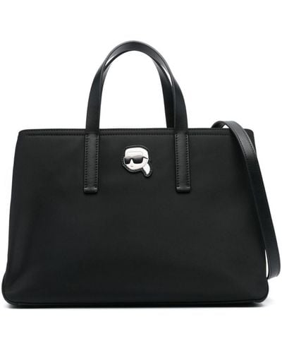Karl Lagerfeld Ikonik Appliqué-detail Tote Bag - Black