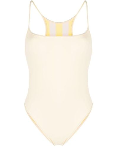 Sunnei Reversible Cut-out Stripe Swimsuit - White