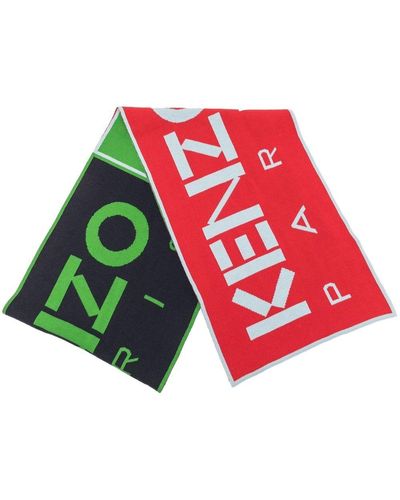 KENZO Intarsien-Schal mit Logo - Rot