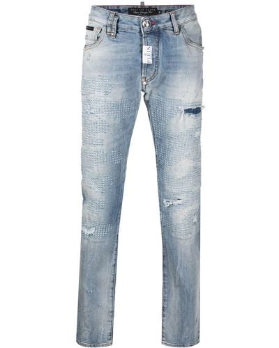 Philipp Plein Premium Distressed-detail Jeans - Blue