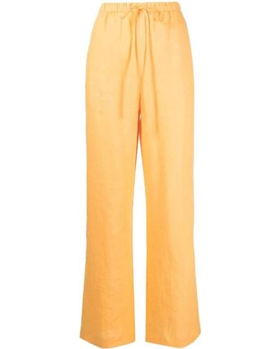 Nanushka Polyka Linen Straight-leg Trousers - Yellow