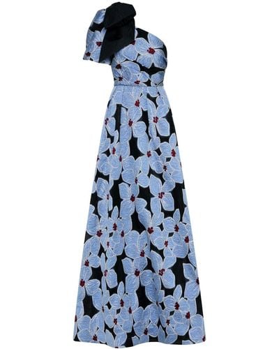 Rebecca Vallance Georgina Floral-embroidered Maxi Dress - Blue