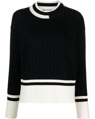 Moncler Ribbed-knit Wool Sweater - Black