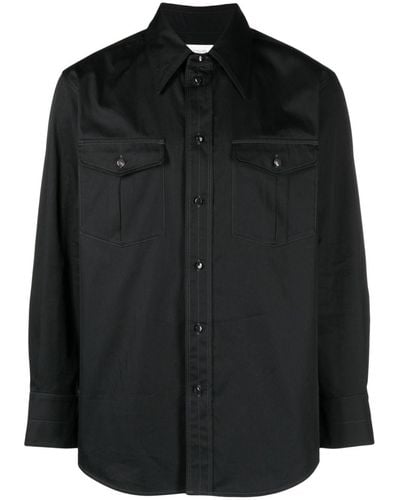 Lemaire Camisa con cuello de pico - Negro