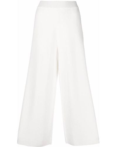 Malo Pantalon ample court en maille fine - Blanc