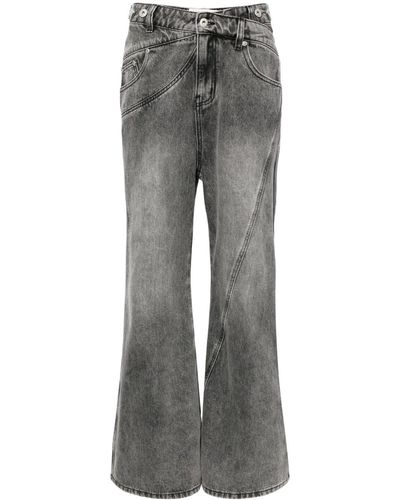 Feng Chen Wang Cross-waistband Straight-leg Jeans - Gray