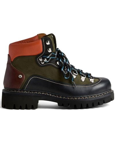 DSquared² Panelled Leather Hiking Boots - Black
