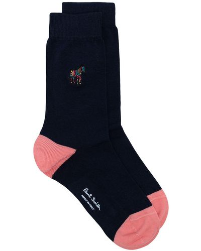 Paul Smith Logo-print Two-tone Socks - Blue