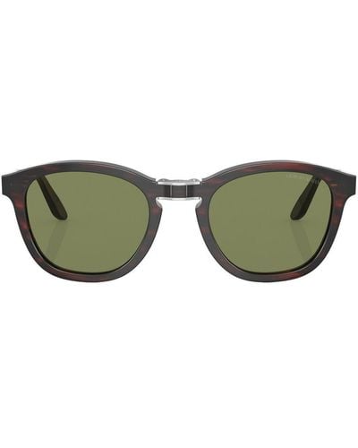Giorgio Armani Logo-print Round-frame Sunglasses - Green