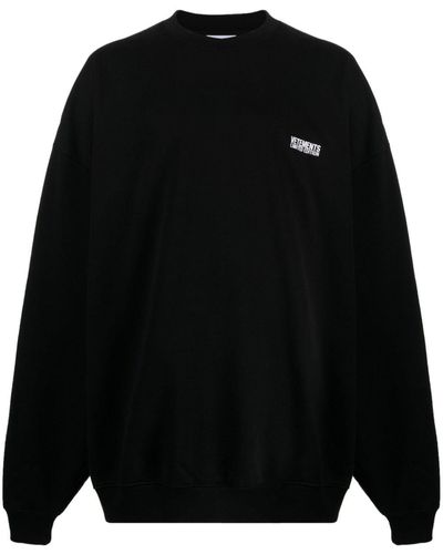Vetements Logo-embroidered Crew-neck Sweatshirt - Black