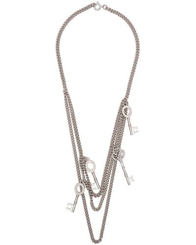 C2H4 Key Layered Necklace - Metallic