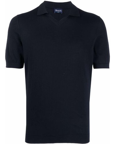 Drumohr Short-sleeve Knit Polo Shirt - Blue