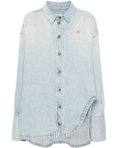 The Attico Spread-collar Denim Coat - Blue