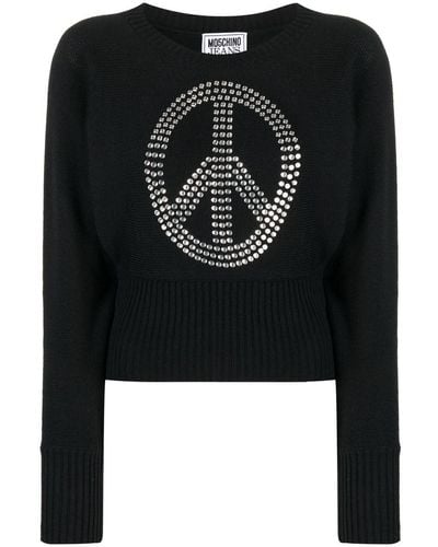 Moschino Jeans Jersey con aplique Peace Symbol - Negro
