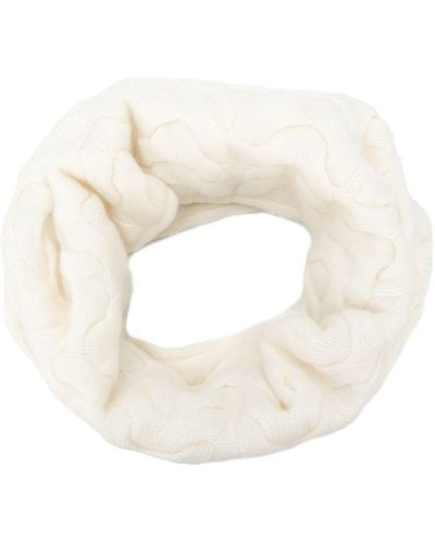 N.Peal Cashmere Cable Snood - White