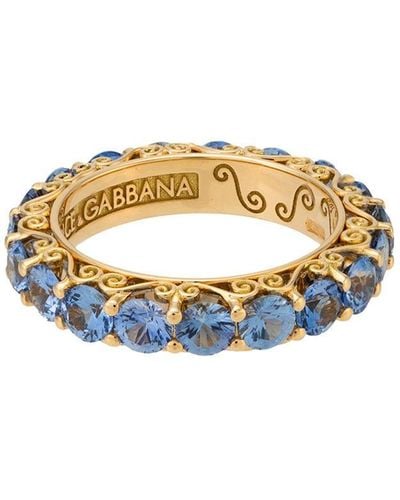 Dolce & Gabbana Anello a fascia in oro giallo 18kt con zaffiri - Metallizzato