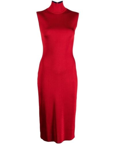 Hervé L. Leroux Knitted Pencil Dress - Red