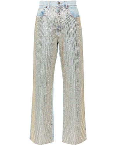 GIUSEPPE DI MORABITO Rhinestone-embellished Straight Jeans - グレー