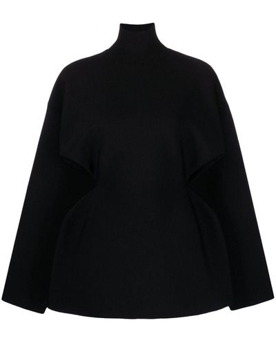 Balenciaga Funnel-neck Long-sleeve Top - Black