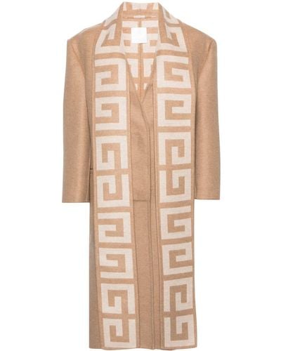 Givenchy 4g Scarf Wool-blend Coat - Natural