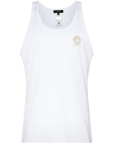 Versace Trägershirt mit kleinem Logo - Weiß
