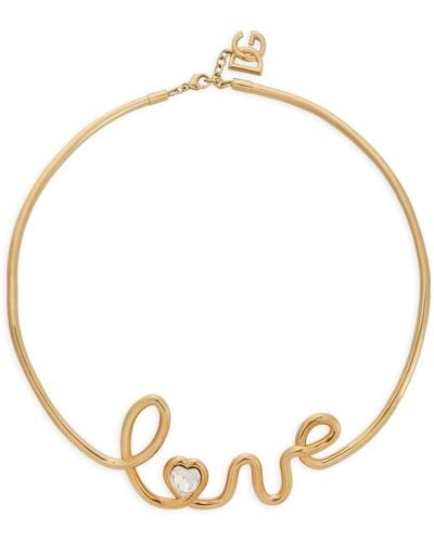 Dolce & Gabbana Letter-charm Sculpted Choker Necklace - Metallic