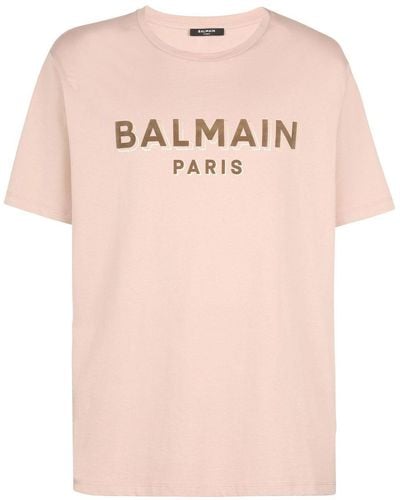 Balmain Flocked Logo T-shirt - Pink