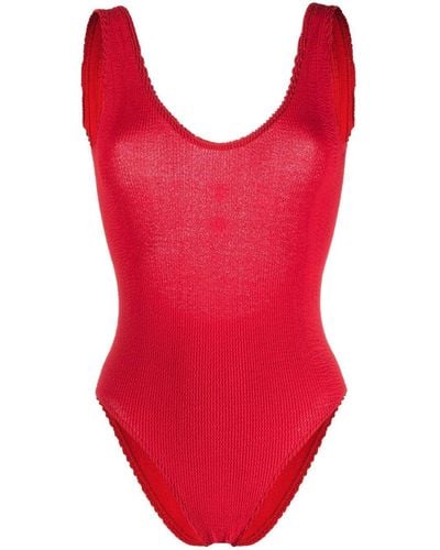 Bondeye Seersucker Scoop-back Swimsuit - Red