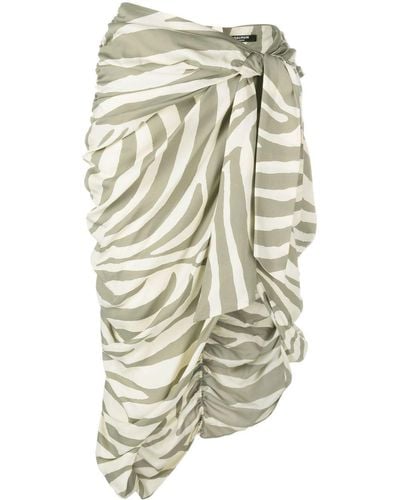 Balmain Falda midi con estampado de cebra - Blanco